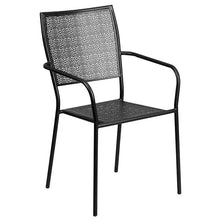 Load image into Gallery viewer, 35.5" Black Indoor-Outdoor Steel Patio Table Set with 2 Back Chairs
