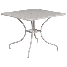 Load image into Gallery viewer, 35.5" Light Gray Indoor-Outdoor Steel Patio Table Set with 2 Back Chairs
