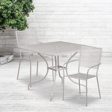 Load image into Gallery viewer, 35.5" Light Gray Indoor-Outdoor Steel Patio Table Set with 2 Back Chairs
