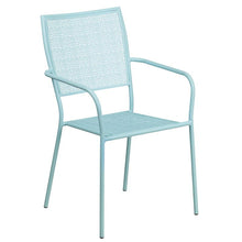 Load image into Gallery viewer, 35.5" Sky Blue Indoor-Outdoor Steel Patio Table Set with 2 Back Chairs
