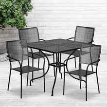 Load image into Gallery viewer, 35.5" Black Indoor-Outdoor Steel Patio Table Set with 4 Back Chairs
