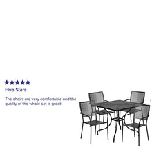 Load image into Gallery viewer, 35.5" Black Indoor-Outdoor Steel Patio Table Set with 4 Back Chairs
