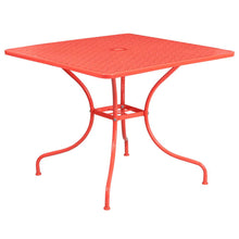 Load image into Gallery viewer, 35.5" Square Coral Indoor-Outdoor Steel Patio Table Set with 4 Round Back Chairs
