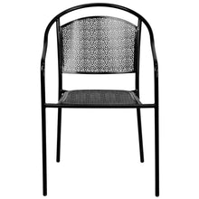 Load image into Gallery viewer, Commercial Grade Black Indoor-Outdoor Steel Patio Arm Chair with Round Back
