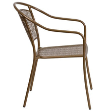 Load image into Gallery viewer, Commercial Grade Gold Indoor-Outdoor Steel Patio Arm Chair with Round Back
