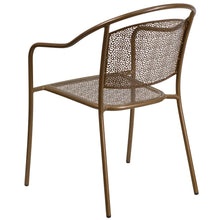 Load image into Gallery viewer, Commercial Grade Gold Indoor-Outdoor Steel Patio Arm Chair with Round Back
