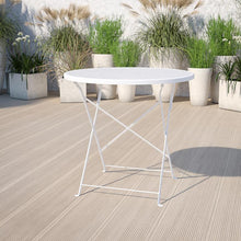 Load image into Gallery viewer, Commercial Grade 30" Round White Indoor-Outdoor Steel Folding Patio Table

