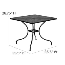 Load image into Gallery viewer, 35.5&quot; Square Black Indoor-Outdoor Steel Patio Table with Umbrella Hole

