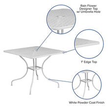 Load image into Gallery viewer, 35.5" Square White Indoor-Outdoor Steel Patio Table with Umbrella Hole
