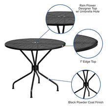 Load image into Gallery viewer, 35.25" Round Black Indoor-Outdoor Steel Patio Table with Umbrella Hole
