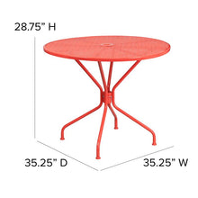 Load image into Gallery viewer, 35.25" Round Coral Indoor-Outdoor Steel Patio Table with Umbrella Hole
