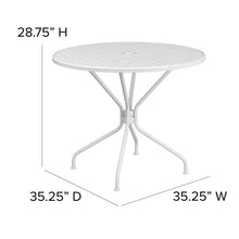 Load image into Gallery viewer, 35.25" Round White Indoor-Outdoor Steel Patio Table with Umbrella Hole
