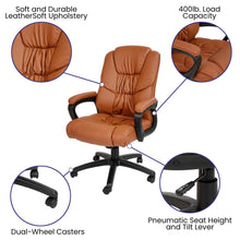Load image into Gallery viewer, Fundamentals Big &amp; Tall 400 lb. Rated Brown Swivel Office Chair with Padded Arms
