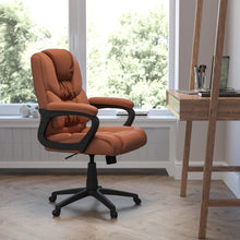 Load image into Gallery viewer, Fundamentals Big &amp; Tall 400 lb. Rated Brown Swivel Office Chair with Padded Arms
