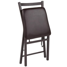 Load image into Gallery viewer, HERCULES Series Brown Folding Ladder Back Metal Chair with Brown Vinyl Seat
