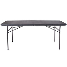 Load image into Gallery viewer, 6-Foot Bi-Fold Dark Gray Plastic Folding Table with Carrying Handle

