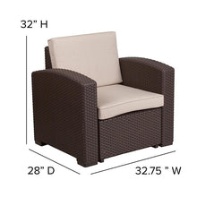 Load image into Gallery viewer, 4 Piece Outdoor Faux Rattan Chair, Sofa and Table Set in Seneca Chocolate Brown

