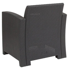 Load image into Gallery viewer, Dark Gray Faux Rattan Chair with All-Weather Seneca Light Gray Cushion
