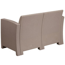 Load image into Gallery viewer, Light Gray Faux Rattan Loveseat with All-Weather Seneca Light Gray Cushions

