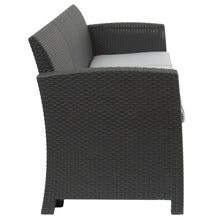 Load image into Gallery viewer, Dark Gray Faux Rattan Sofa with All-Weather Seneca Light Gray Cushions
