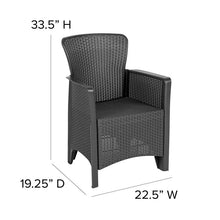 Load image into Gallery viewer, Dark Gray Faux Rattan Plastic Chair Set with Matching Side Table
