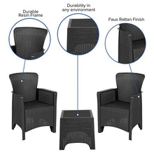 Load image into Gallery viewer, Dark Gray Faux Rattan Plastic Chair Set with Matching Side Table
