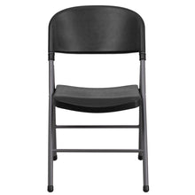 Load image into Gallery viewer, HERCULES Series 330 lb. Capacity Black Plastic Folding Chair with Charcoal Frame

