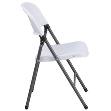 Load image into Gallery viewer, HERCULES Series 330 lb. Capacity Granite White Plastic Folding Chair with Charcoal Frame
