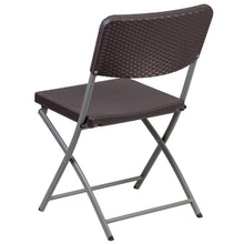 Load image into Gallery viewer, HERCULES Series Brown Rattan Plastic Folding Chair with Gray Frame
