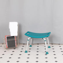 Load image into Gallery viewer, 300 Lb. Capacity, Adjustable Teal Bath, Shower Chair with Non-slip Feet
