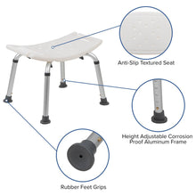 Load image into Gallery viewer, 300 Lb. Capacity, Adjustable White Bath, Shower Chair with Non-slip Feet
