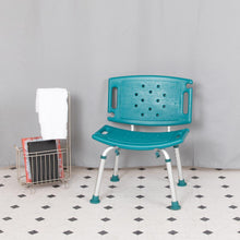 Load image into Gallery viewer, 300 Lb. Capacity, Adjustable Teal Bath, Shower Chair with Extra Large Back
