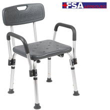 Load image into Gallery viewer, 300 Lb. Capacity, Adjustable Gray Bath &amp; Shower Chair with Depth Adjustable Back
