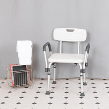 Load image into Gallery viewer, 300 Lb. Capacity, Adjustable White Bath, Shower Chair with Depth Adjustable Back
