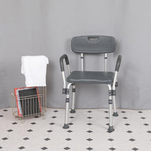 Load image into Gallery viewer, 300 Lb. Capacity Adjustable Gray Bath, Shower Chair with Quick Release Back
