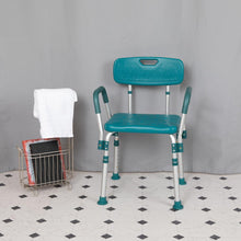 Load image into Gallery viewer, 300 Lb. Capacity Adjustable Teal Bath, Shower Chair with Quick Release Back
