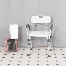 Load image into Gallery viewer, 300 Lb. Capacity Adjustable White Bath, Shower Chair with Quick Release Back

