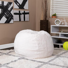 Load image into Gallery viewer, Small White Furry Refillable Bean Bag Chair for Kids and Teens
