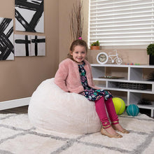Load image into Gallery viewer, Small White Furry Refillable Bean Bag Chair for Kids and Teens
