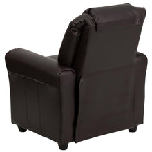Load image into Gallery viewer, Contemporary Brown LeatherSoft Kids Recliner with Cup Holder and Headrest
