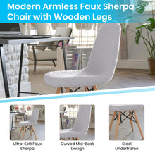Load image into Gallery viewer, Modern Padded Armless Faux Shearling Accent Chair with Beechwood Legs in Gray
