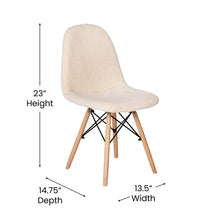Load image into Gallery viewer, Padded Armless Faux Shearling Accent Chair with Beechwood Legs in Off-White
