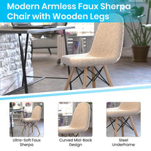 Load image into Gallery viewer, Padded Armless Faux Shearling Accent Chair with Beechwood Legs in Off-White
