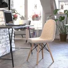 Load image into Gallery viewer, Padded Armless Faux Shearling Accent Chair with Beechwood Legs in Off-White
