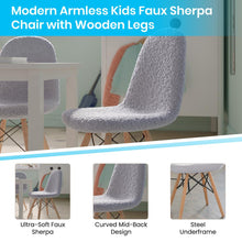 Load image into Gallery viewer, Kid's Padded Armless Faux Shearling Accent Chair with Beechwood Legs in Gray
