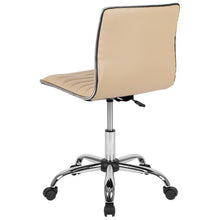 Load image into Gallery viewer, Low Back Designer Armless Tan Ribbed Swivel Task Office Chair
