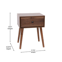 Load image into Gallery viewer, Mid-Century One Drawer Wood Nightstand, Dark Walnut
