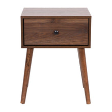 Load image into Gallery viewer, Mid-Century One Drawer Wood Nightstand, Dark Walnut
