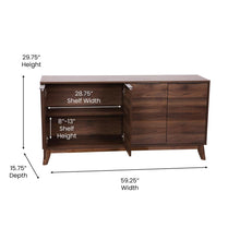 Load image into Gallery viewer, 60 in 4 Door Storage Buffet Sideboard, TV Stand for up to 64" TV's, Dark Walnut
