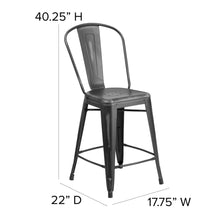 Load image into Gallery viewer, 24" High Black Metal Indoor-Counter Height Stool with Black Poly Resin Wood Seat

